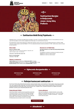 projekt strony internetowej Sanktuarium Maryjnego w Hodyszewie